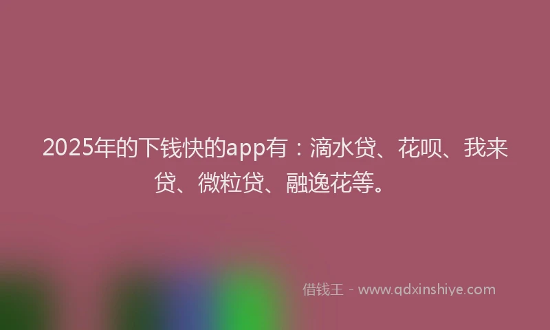2025年的下钱快的app有：滴水贷、花呗、我来贷、微粒贷、融逸花等。