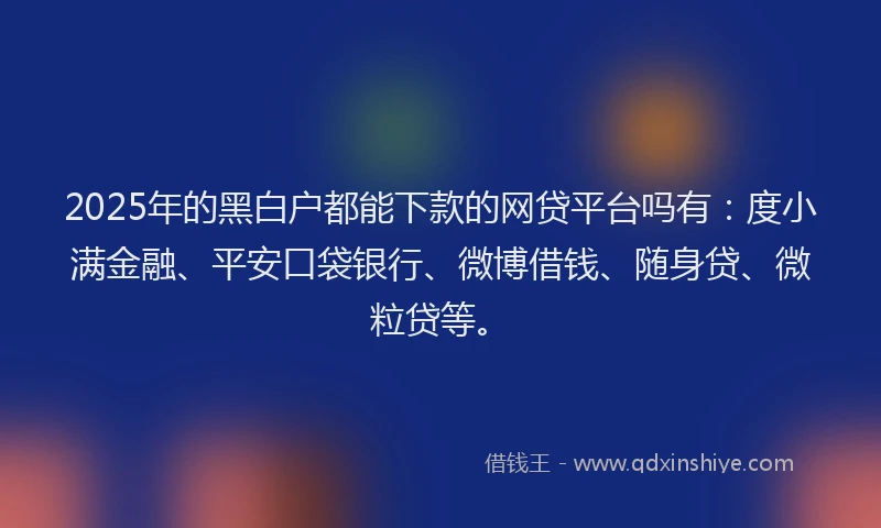 2025年的黑白户都能下款的网贷平台吗有：度小满金融、平安口袋银行、微博借钱、随身贷、微粒贷等。