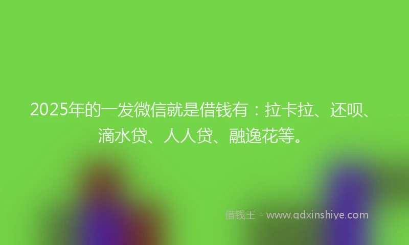 2025年的一发微信就是借钱有：拉卡拉、还呗、滴水贷、人人贷、融逸花等。