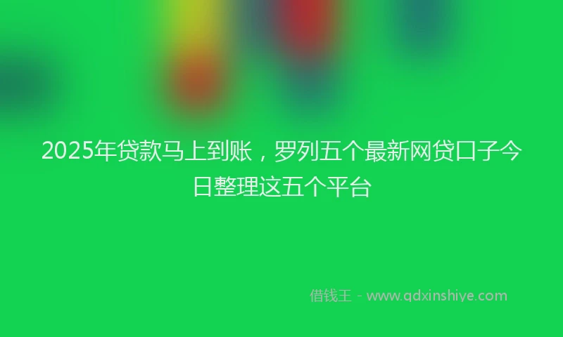 2025年贷款马上到账，罗列五个最新网贷口子今日整理这五个平台