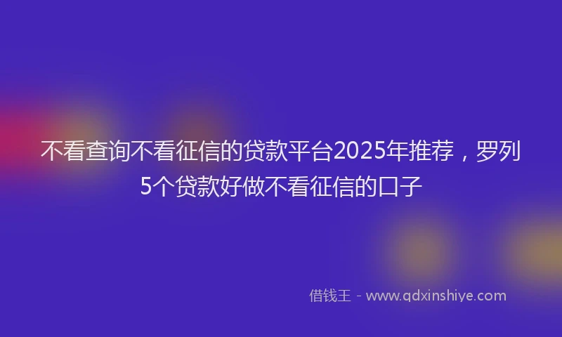 不看查询不看征信的贷款平台2025年推荐，罗列5个贷款好做不看征信的口子