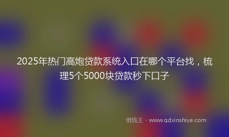 2025年热门高炮贷款系统入口在哪个平台找，梳理5个5000块贷款秒下口子