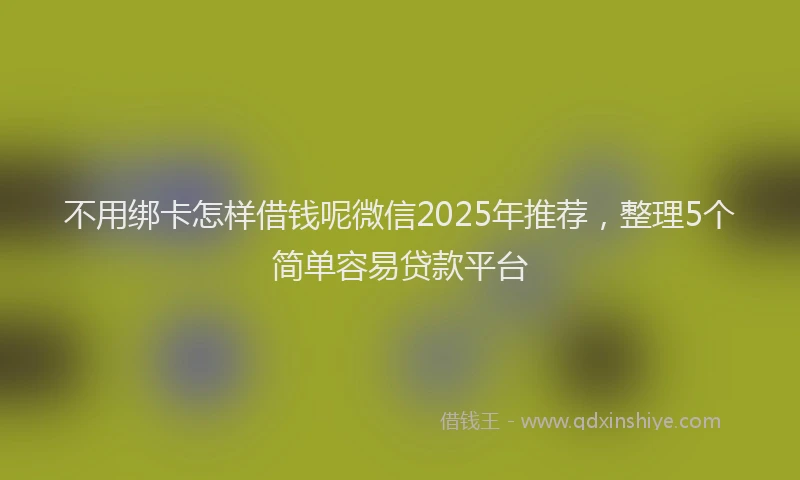 不用绑卡怎样借钱呢微信2025年推荐，整理5个简单容易贷款平台