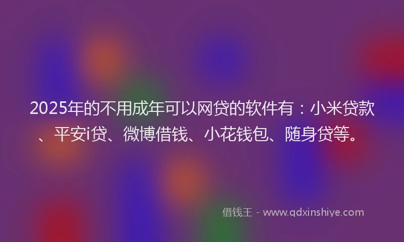 2025年的不用成年可以网贷的软件有：小米贷款、平安i贷、微博借钱、小花钱包、随身贷等。