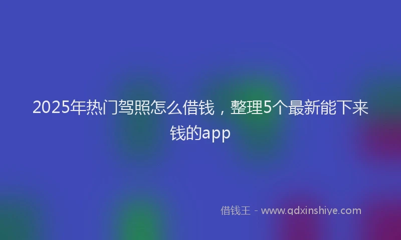 2025年热门驾照怎么借钱，整理5个最新能下来钱的app