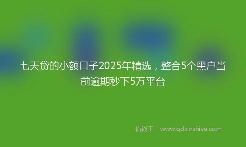七天贷的小额口子2025年精选，整合5个黑户当前逾期秒下5万平台