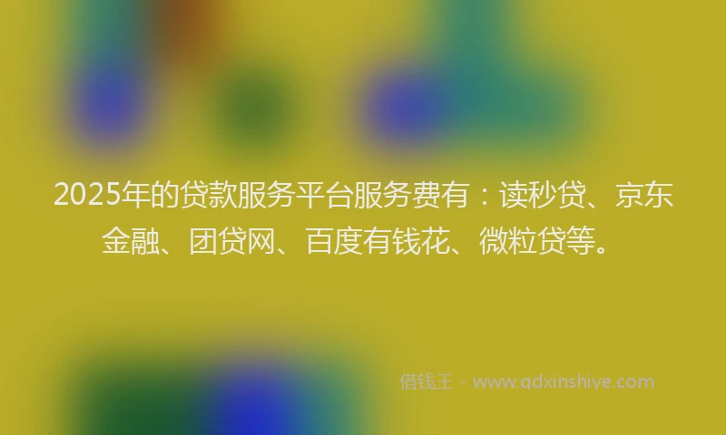 2025年的贷款服务平台服务费有：读秒贷、京东金融、团贷网、百度有钱花、微粒贷等。