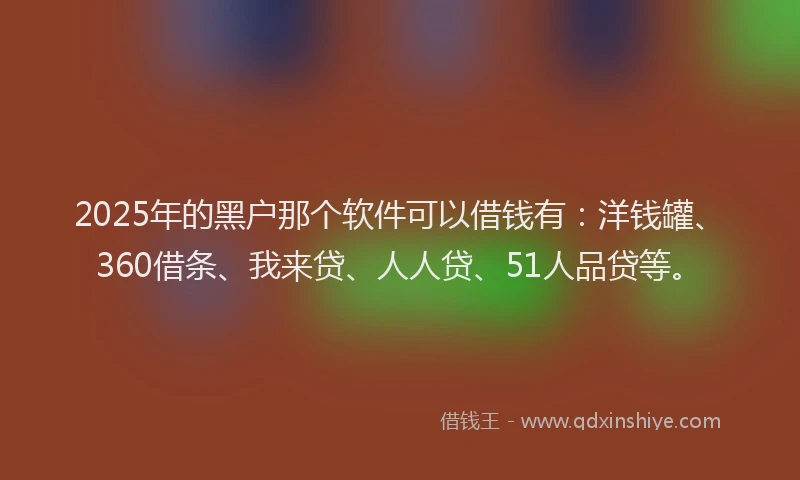 2025年的黑户那个软件可以借钱有：洋钱罐、360借条、我来贷、人人贷、51人品贷等。
