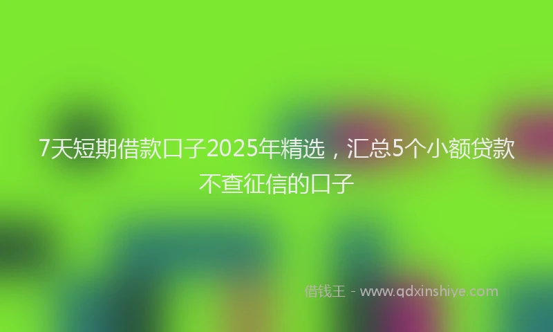 7天短期借款口子2025年精选，汇总5个小额贷款不查征信的口子