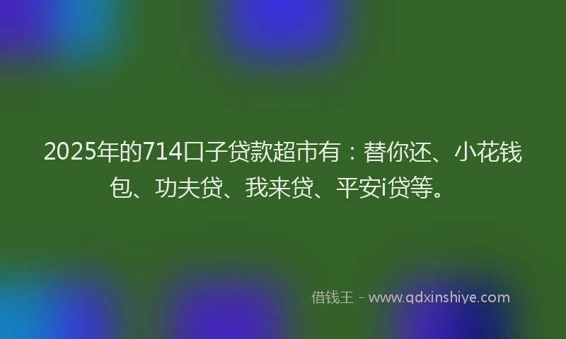 2025年的714口子贷款超市有：替你还、小花钱包、功夫贷、我来贷、平安i贷等。