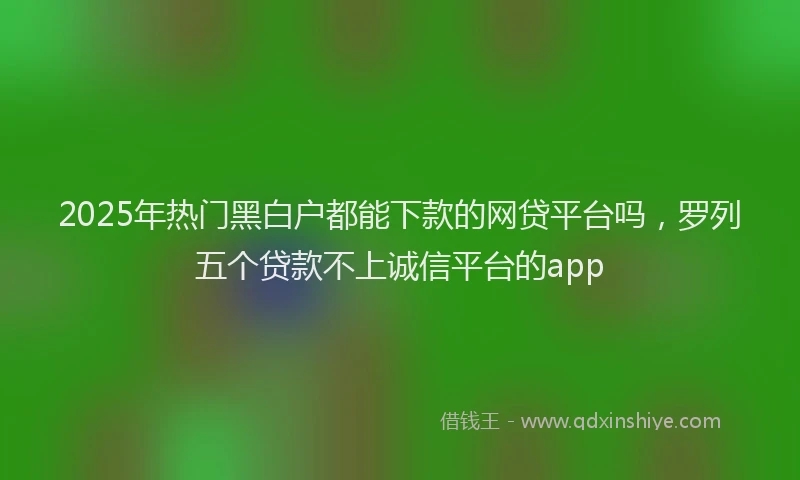 2025年热门黑白户都能下款的网贷平台吗，罗列五个贷款不上诚信平台的app