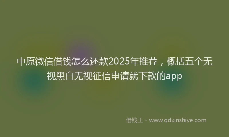 中原微信借钱怎么还款2025年推荐，概括五个无视黑白无视征信申请就下款的app