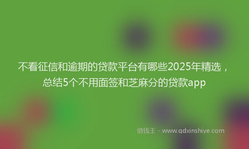 不看征信和逾期的贷款平台有哪些2025年精选，总结5个不用面签和芝麻分的贷款app