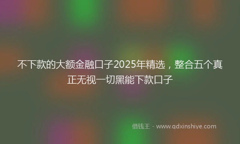 不下款的大额金融口子2025年精选，整合五个真正无视一切黑能下款口子