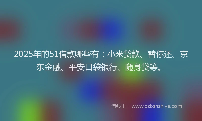 2025年的51借款哪些有：小米贷款、替你还、京东金融、平安口袋银行、随身贷等。