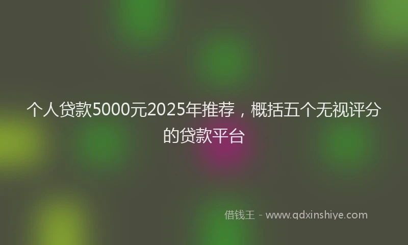 个人贷款5000元2025年推荐，概括五个无视评分的贷款平台