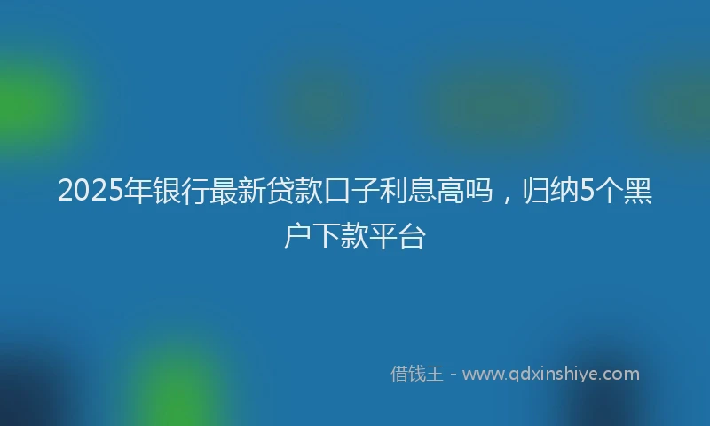 2025年银行最新贷款口子利息高吗，归纳5个黑户下款平台