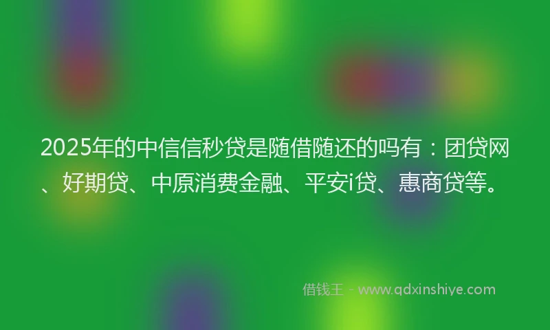 2025年的中信信秒贷是随借随还的吗有：团贷网、好期贷、中原消费金融、平安i贷、惠商贷等。