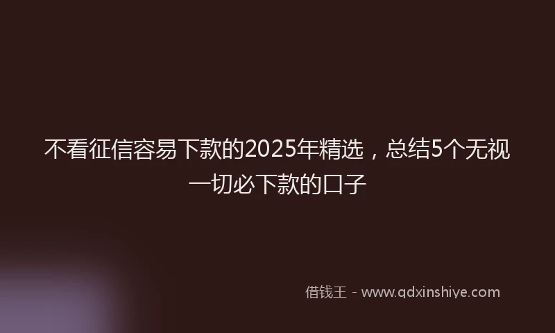 不看征信容易下款的2025年精选，总结5个无视一切必下款的口子