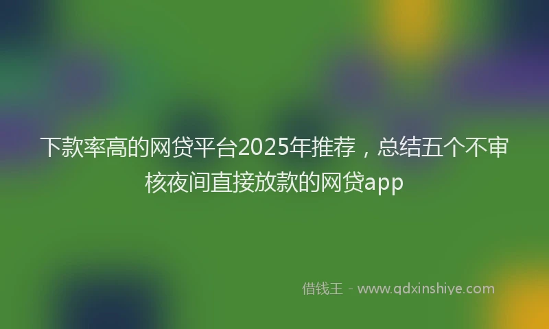 下款率高的网贷平台2025年推荐，总结五个不审核夜间直接放款的网贷app