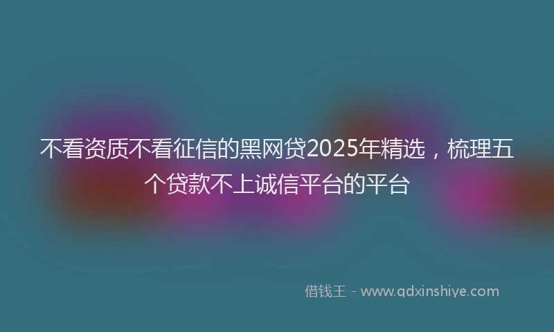 不看资质不看征信的黑网贷2025年精选，梳理五个贷款不上诚信平台的平台