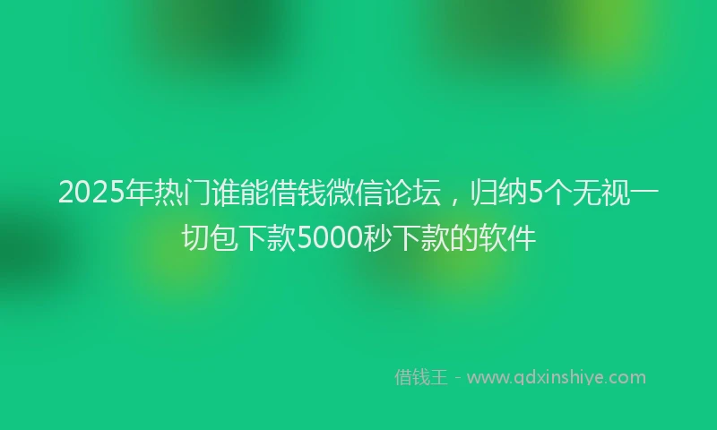 2025年热门谁能借钱微信论坛，归纳5个无视一切包下款5000秒下款的软件