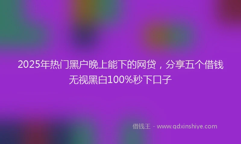 2025年热门黑户晚上能下的网贷，分享五个借钱无视黑白100%秒下口子
