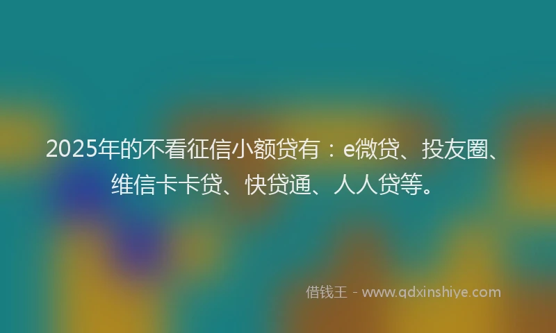 2025年的不看征信小额贷有：e微贷、投友圈、维信卡卡贷、快贷通、人人贷等。