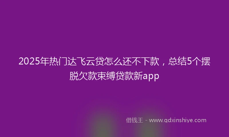 2025年热门达飞云贷怎么还不下款，总结5个摆脱欠款束缚贷款新app