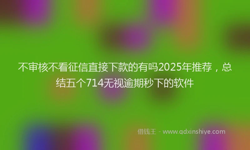 不审核不看征信直接下款的有吗2025年推荐，总结五个714无视逾期秒下的软件