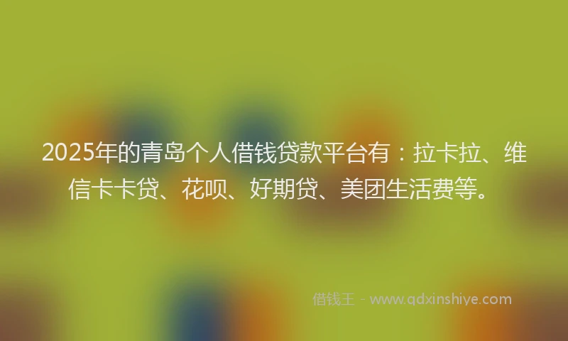 2025年的青岛个人借钱贷款平台有：拉卡拉、维信卡卡贷、花呗、好期贷、美团生活费等。