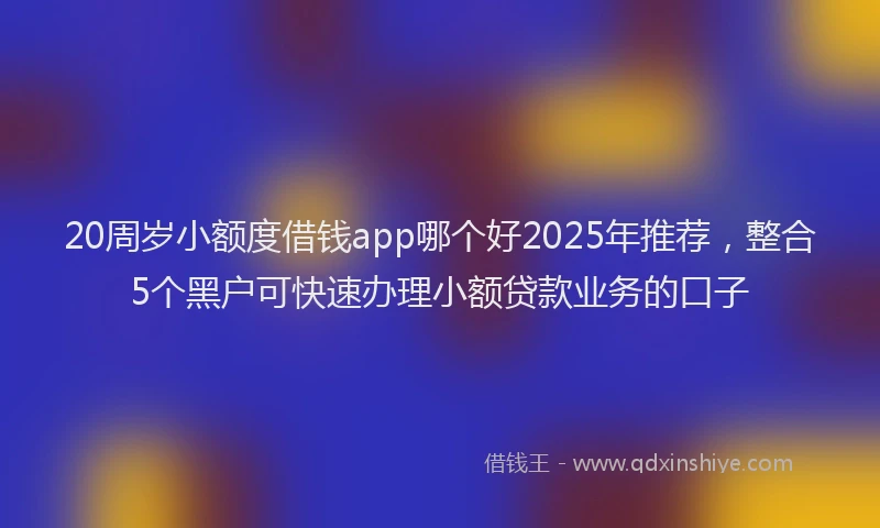 20周岁小额度借钱app哪个好2025年推荐，整合5个黑户可快速办理小额贷款业务的口子