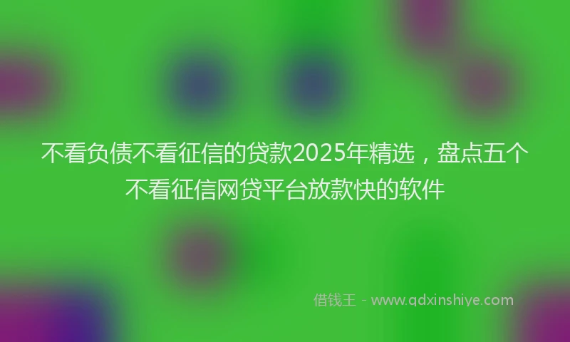 不看负债不看征信的贷款2025年精选，盘点五个不看征信网贷平台放款快的软件