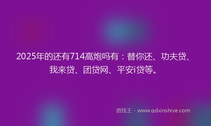 2025年的还有714高炮吗有：替你还、功夫贷、我来贷、团贷网、平安i贷等。