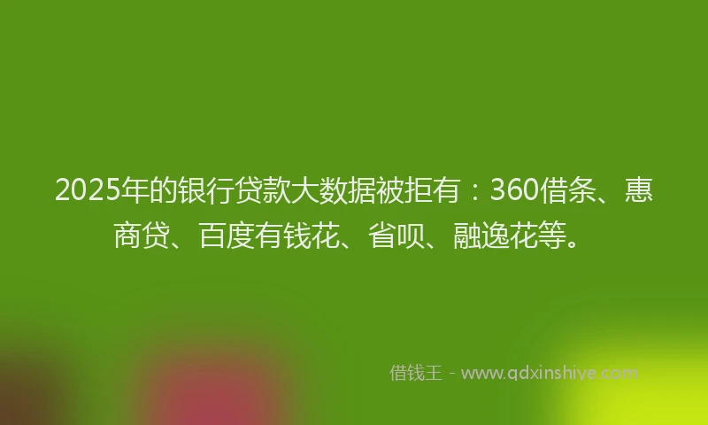 2025年的银行贷款大数据被拒有：360借条、惠商贷、百度有钱花、省呗、融逸花等。