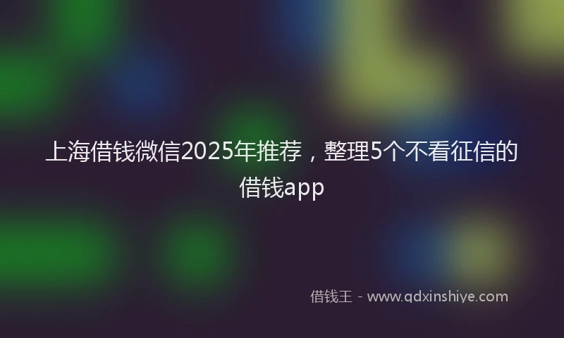 上海借钱微信2025年推荐，整理5个不看征信的借钱app