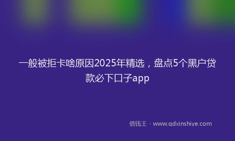 一般被拒卡啥原因2025年精选，盘点5个黑户贷款必下口子app