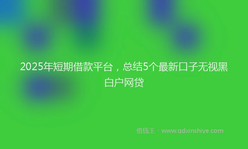2025年短期借款平台，总结5个最新口子无视黑白户网贷