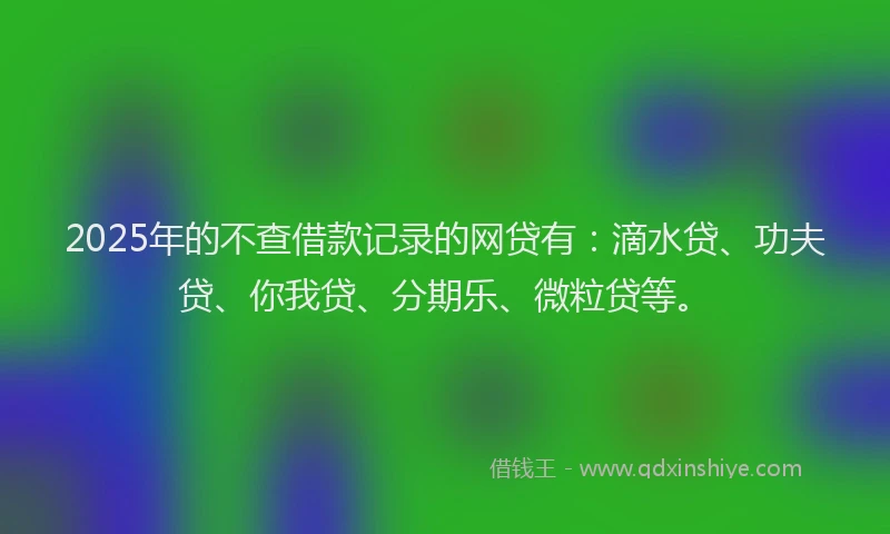 2025年的不查借款记录的网贷有：滴水贷、功夫贷、你我贷、分期乐、微粒贷等。