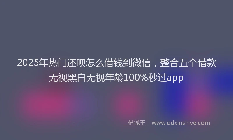 2025年热门还呗怎么借钱到微信，整合五个借款无视黑白无视年龄100%秒过app