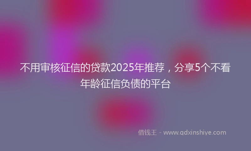 不用审核征信的贷款2025年推荐，分享5个不看年龄征信负债的平台