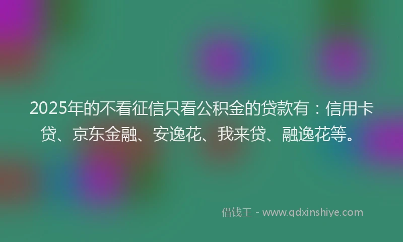 2025年的不看征信只看公积金的贷款有：信用卡贷、京东金融、安逸花、我来贷、融逸花等。