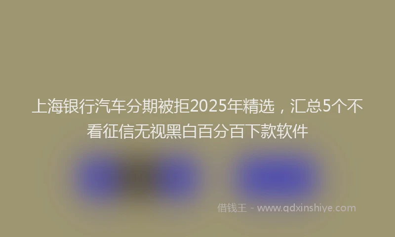 上海银行汽车分期被拒2025年精选，汇总5个不看征信无视黑白百分百下款软件