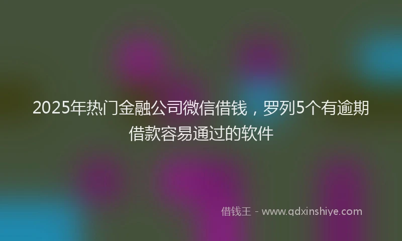 2025年热门金融公司微信借钱，罗列5个有逾期借款容易通过的软件