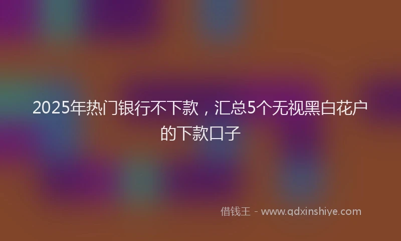 2025年热门银行不下款，汇总5个无视黑白花户的下款口子