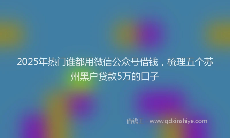 2025年热门谁都用微信公众号借钱，梳理五个苏州黑户贷款5万的口子