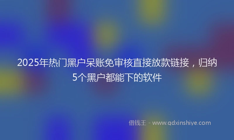 2025年热门黑户呆账免审核直接放款链接，归纳5个黑户都能下的软件