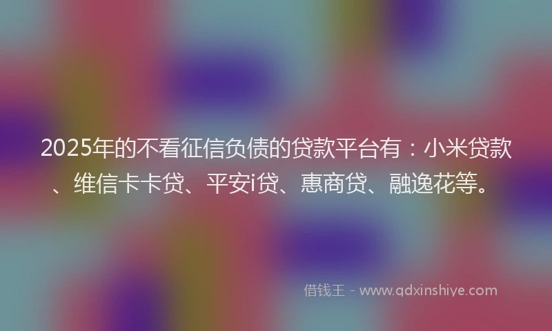 2025年的不看征信负债的贷款平台有：小米贷款、维信卡卡贷、平安i贷、惠商贷、融逸花等。