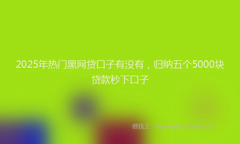 2025年热门黑网贷口子有没有，归纳五个5000块贷款秒下口子