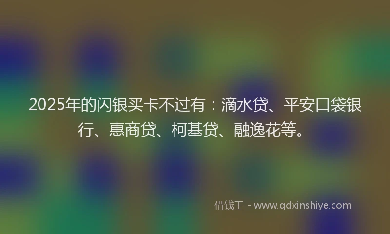 2025年的闪银买卡不过有：滴水贷、平安口袋银行、惠商贷、柯基贷、融逸花等。